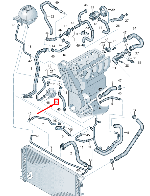 new volkswagen crafter 2f mk1 coolant hose 2e0121109 original