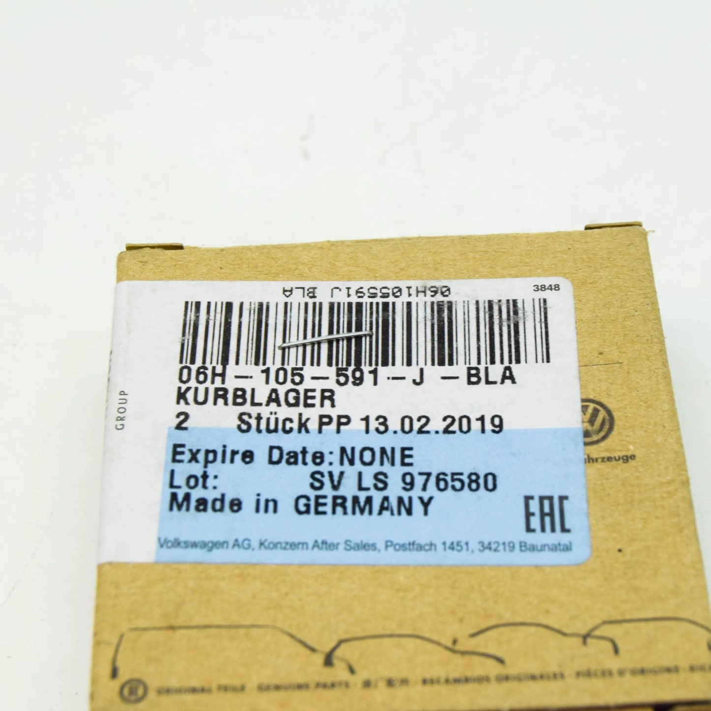 NEW AUDI A3 8P ENGINE LOWER CRANKSHAFT BEARING 06H105591JBLA ORIGINAL