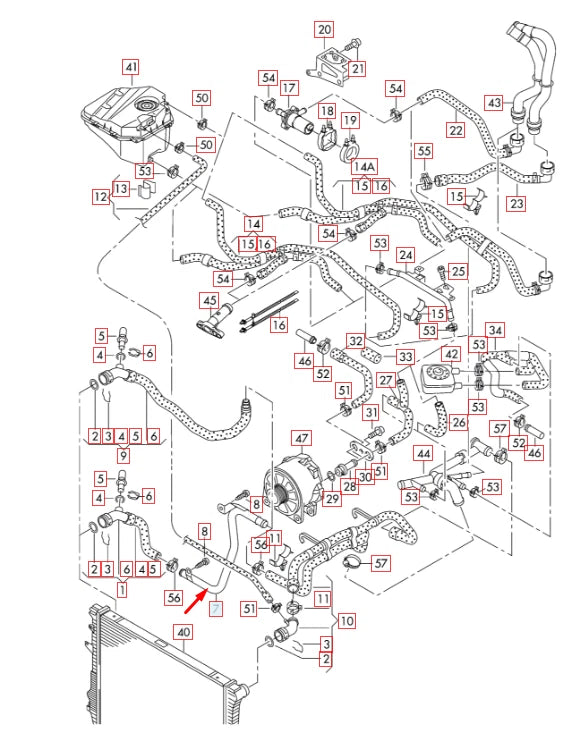 NEW AUDI Q7 4L COOLANT HOSE PIPE TUBE 7L6121065AN