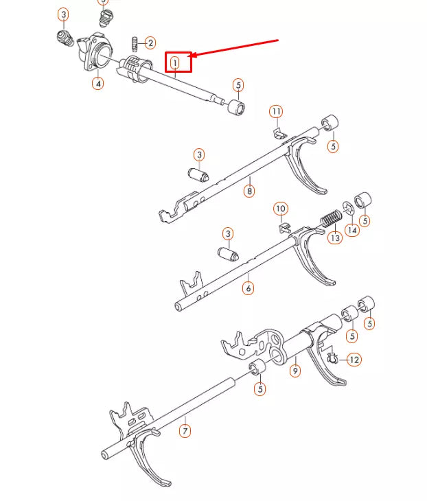 NEW AUDI A4 B7 SELECTOR SHAFT 01X311505F ORIGINAL