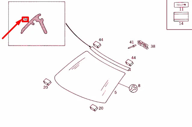 NEW MERCEDES-BENZ C W202 FRONT WINDSHIELD TOP OUTER MOULDING A2026710730