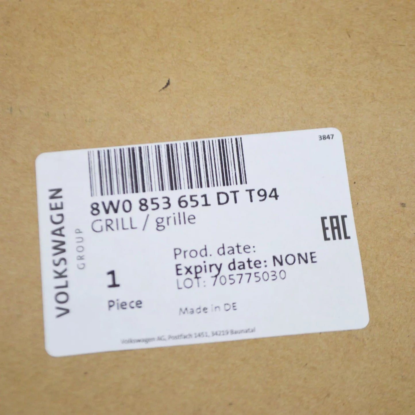 NEW AUDI A4 AVANT B9 RADIATOR GRILLE 8W0853651DTT94 8W0853651DT T94 ORIGINAL