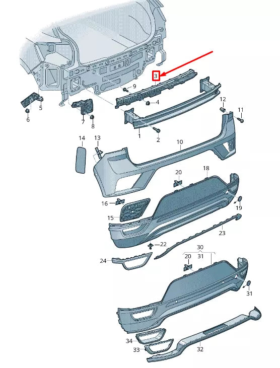 NEW VW T-ROC A1 REAR BUMPER CENTER BRACKET MOUNT 2GA807863A ORIGINAL
