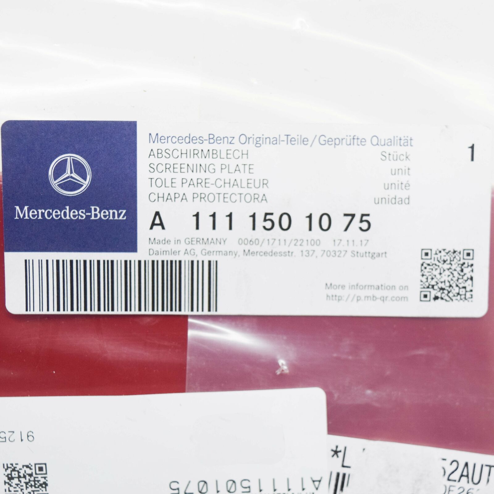 NEW MERCEDES-BENZ C W202 ENGINE IGNITION COIL COVER PLATE A1111501075 ORIGINAL