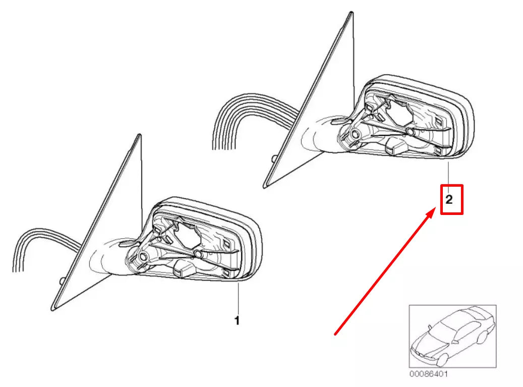 NEW BMW 7 E65, E66, E67 FRONT RIGHT DOOR WING MIRROR 7190182 51167190182