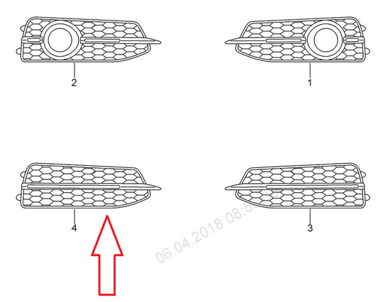 Genuine Audi A6 C7 Right Fog Light Surround Grille 4G0807682D9B9 2011 S-Line
