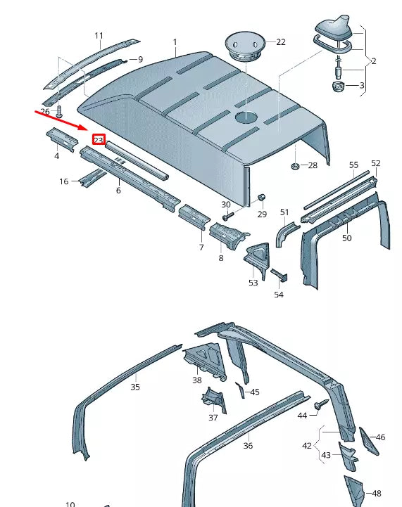 NEW VW TRANSPORTER VI T6 HIGH ROOF BEADING 7H0829397C9B9