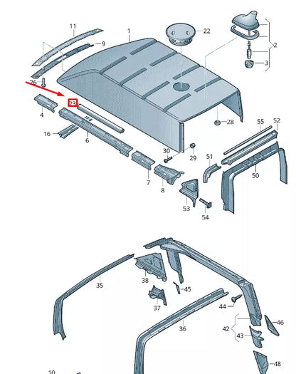 NEW VW TRANSPORTER VI T6 HIGH ROOF BEADING 7H0829397C9B9