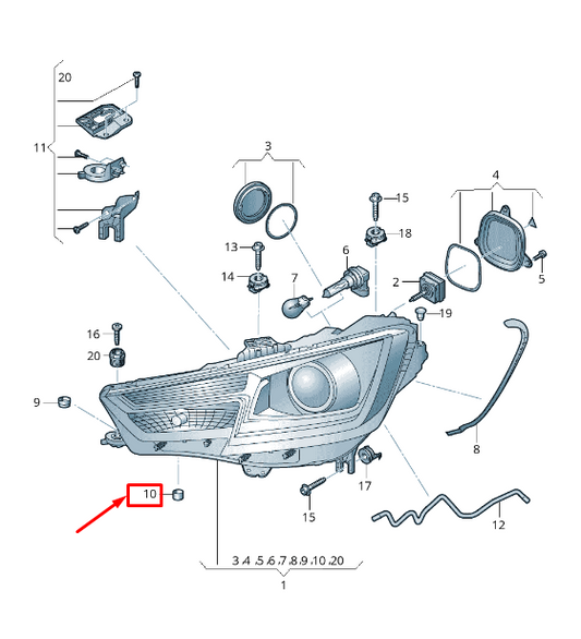 new audi e-tron ge front outer headlight bushing 8s0941749 original