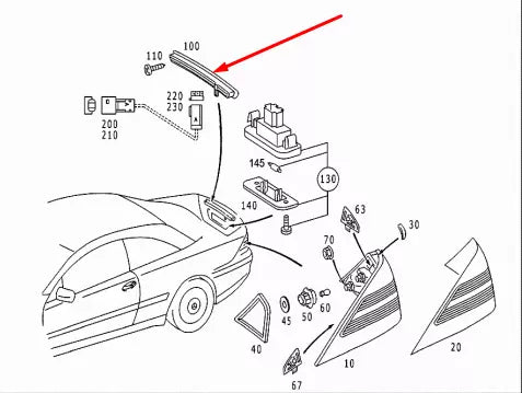 NEW MB CL-CLASS C215 ADDITIONAL THIRD BRAKE STOP LIGHT A2158200456 2004 ORIGINAL
