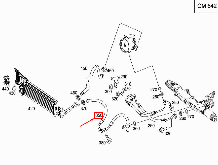 NEW MERCEDES-BENZ E CABRIO A207 STEERING PRESSURE LINE A2124601624 ORIGINAL