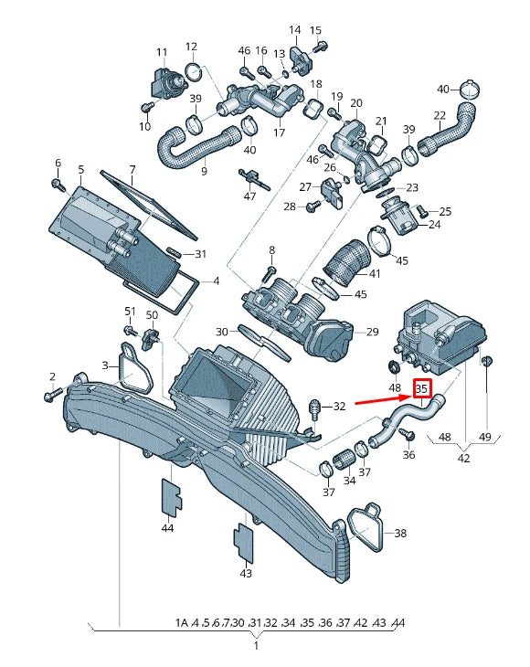 NEW AUDI A8 4H ENGINE BREATHER LINE 079103216 ORIGINAL