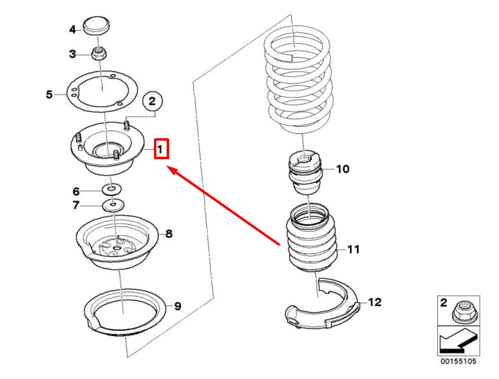 NEW BMW 3 E90 FRONT UPPER STRUT MOUNT 31336775097 6775097 ORIGINAL