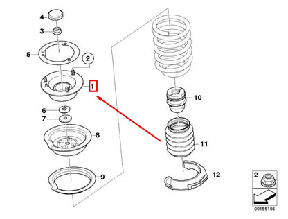 NEW BMW 3 E90 FRONT UPPER STRUT MOUNT 31336775097 6775097 ORIGINAL