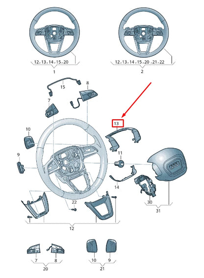 NEW AUDI Q7 4M STEERING WHEEL TRIM 4M0419689H JN5 4M0419689HJN5