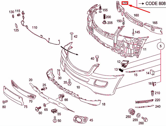 NEW MERCEDES-BENZ ML W164 FRONT BUMPER RIGHT IMPACT ABSORBER A1648800435