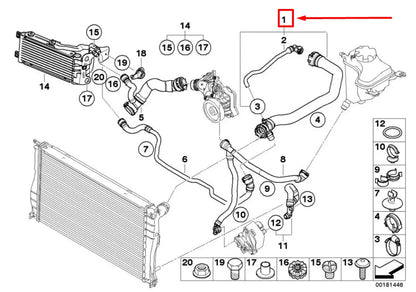 NEW BMW 3 E90 UPPER RADIATOR HOSE 17127805260 7805260 ORIGINAL