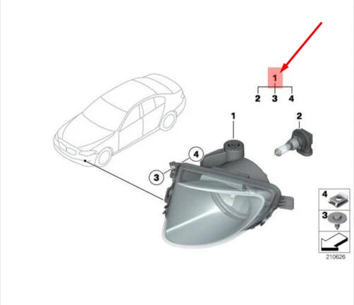 NEW BMW 5 F10 FRONT RIGHT FOG LIGHT 63177216886 7216886 ORIGINAL