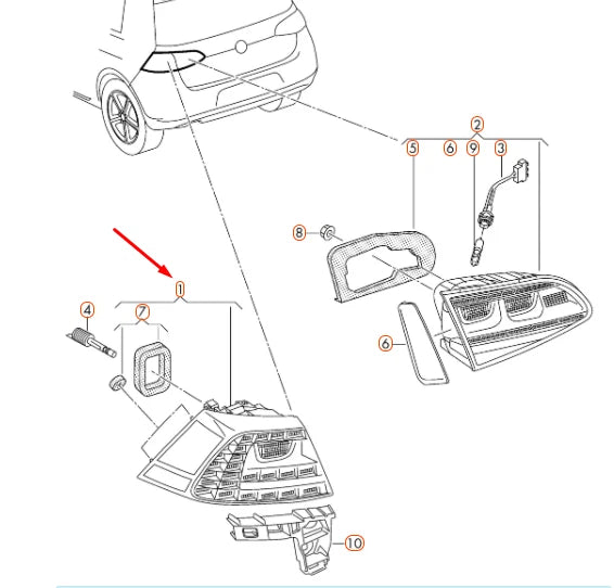 NEW VW GOLF MK7 REAR LEFT OUTER LED TAILLIGHT 5G0945207 ORIGINAL
