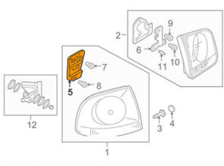 NEW VW TOUAREG 7L TAIL LIGHT BULB CARRIER RIGHT 7L6945258F ORIGINAL