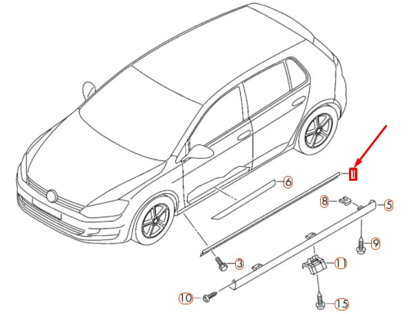 NEW VW GOLF MK7 R LEFT WIDENED SILL PANEL RETAINING STRIP 5G0853543A ORIGINAL