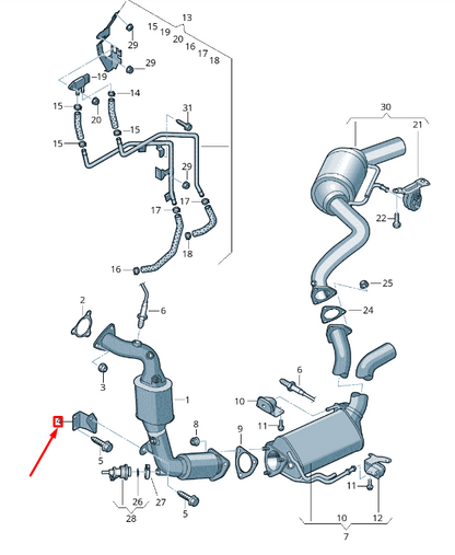 NEW VW TOUAREG 7P MK2 EXHAUST PIPE WITH CATALYST SUPPORT 7P0253047H ORIGINAL