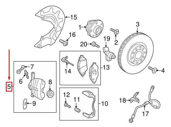 NEW AUDI A3 SPORTBACK 8V FRONT RIGHT BRAKE CALIPER 8V0615124F ORIGINAL