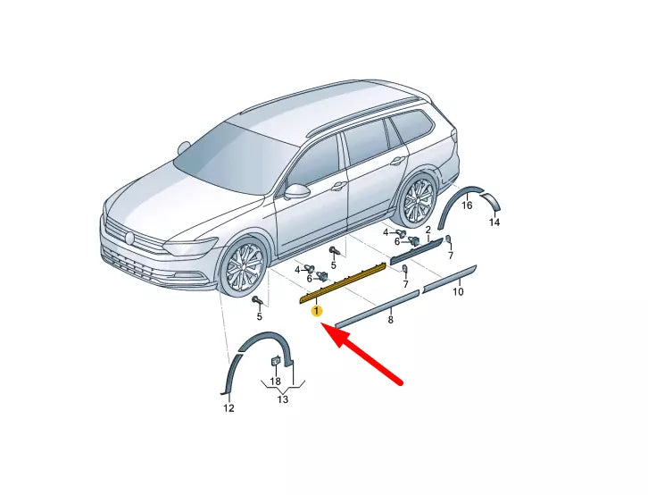 NEW VW PASSAT VARIANT B8 FRONT LEFT DOOR COVER TRIM 3G0854899EMI1 ORIGINAL