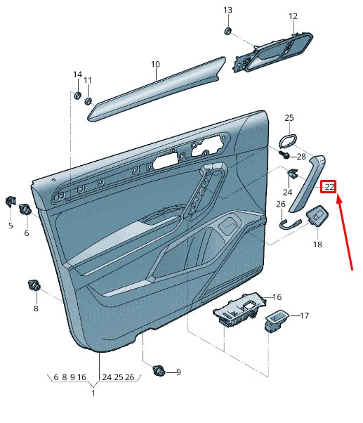 NEW VOLKSWAGEN TIGUAN AD1 FRONT LEFT DOOR PULL HANDLE TRIM 5NN867171RF4
