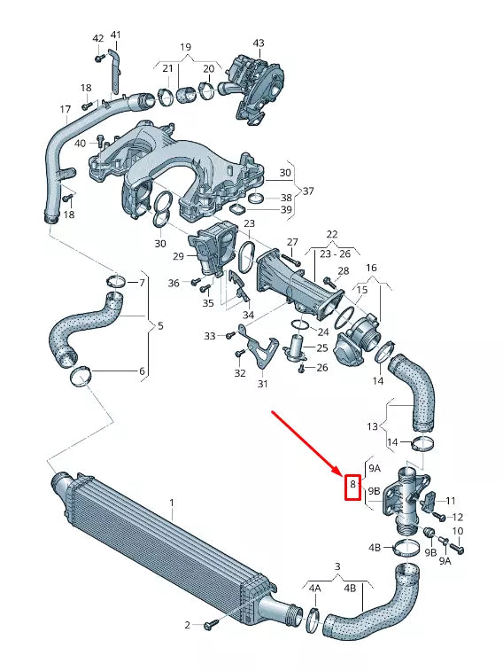 NEW AUDI A5 SPORTBACK 8T INTERCOOLER PRESSURE PIPE 8K0145673AB