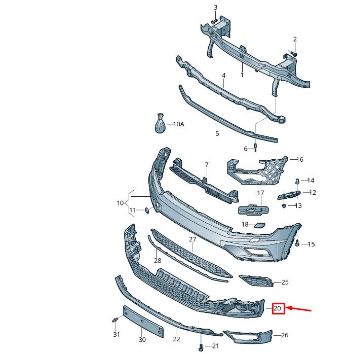 new volkswagen tiguan ad1 front bumper lower grille 5nn8059039b9 original