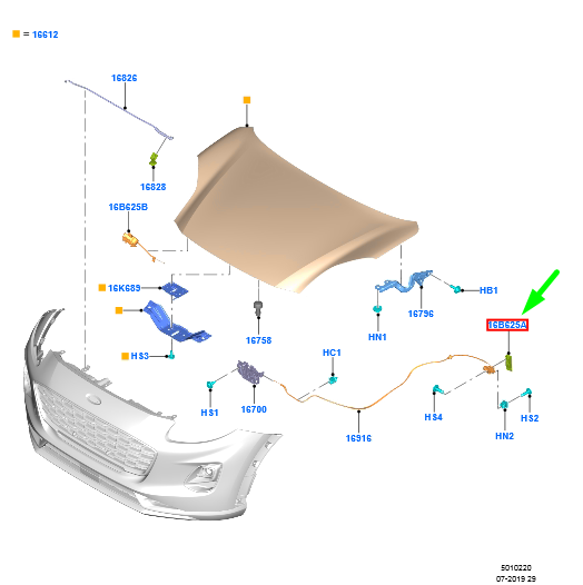 new ford puma front hood control cable bracket 2086866 h1bb-16b626-aa original