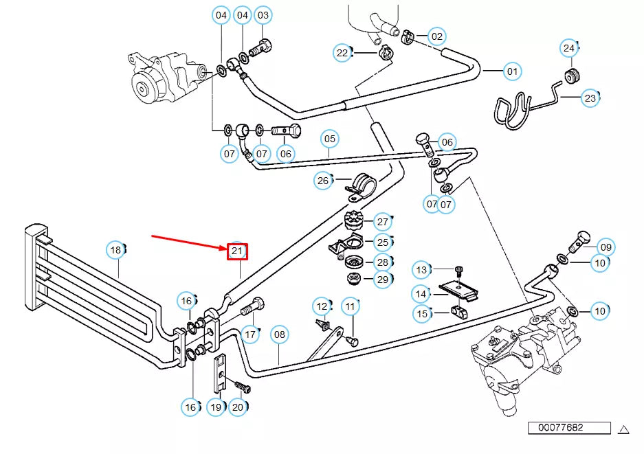 NEW BMW 7 E38 SEDAN POWER STEERING RADIATOR RETURN HOSE 32411091976 ORIGINAL