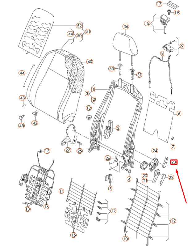 NEW VW GOLF MK7 FRONT SEAT BACK SUPPORT ADJUSTMENT HANDLE 5G0881236A82V ORIGINAL