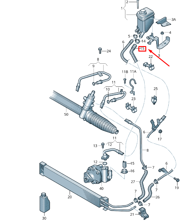 NEW VW TOUAREG 7P MK2 POWER STEERING INTAKE HOSE 7P0422889C ORIGINAL