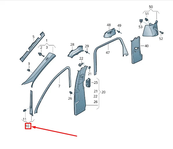 NEW VW TOUAREG 7P MK2 CENTER RIGHT A PILLAR TRIM 7P0868238B3G4