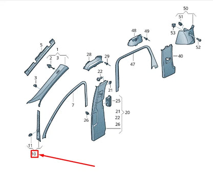 NEW VW TOUAREG 7P MK2 CENTER RIGHT A PILLAR TRIM 7P0868238B3G4
