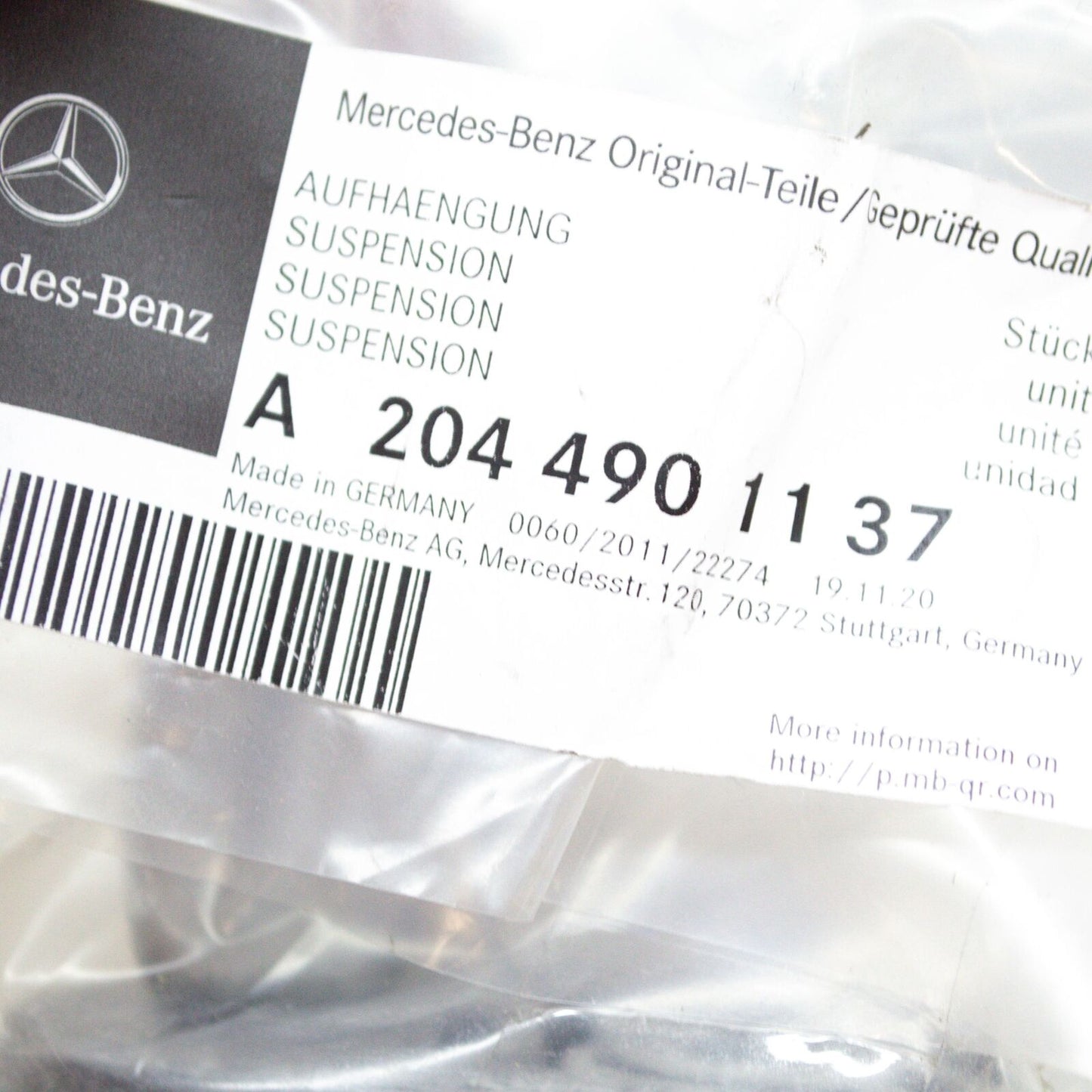 NEW MERCEDES-BENZ C W204 REAR EXHAUST PIPE RIGHT SUSPENSION A2044901137 ORIGINAL