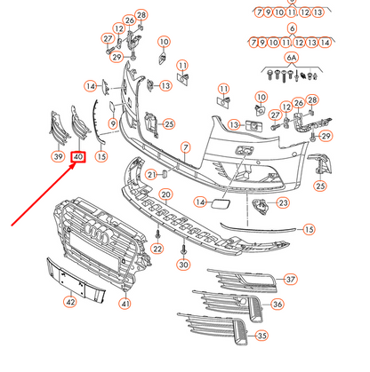 NEW AUDI A3 8V FRONT RIGHT AIR GUIDE GRILLE 8V5807682A9B9 ORIGINAL