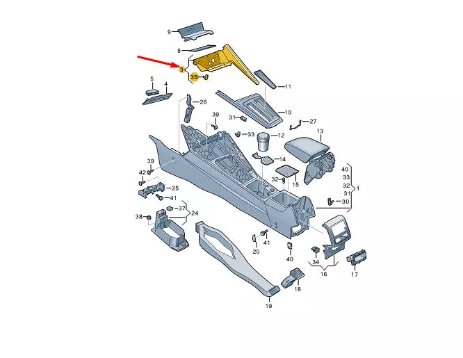 NEW VW GOLF MK8 CENTER CONSOLE COVER LHD 5H1863487A1QB ORIGINAL
