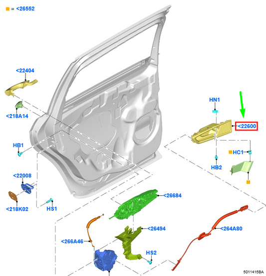 new ford galaxy mk3 right rear inner door handle 2507249 original