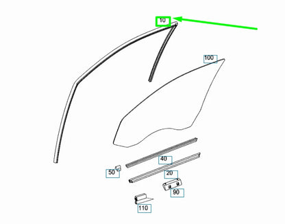 NEW MERCEDES-BENZ E W211 FRONT LEFT WINDOW RUN CHANNEL A2117250125