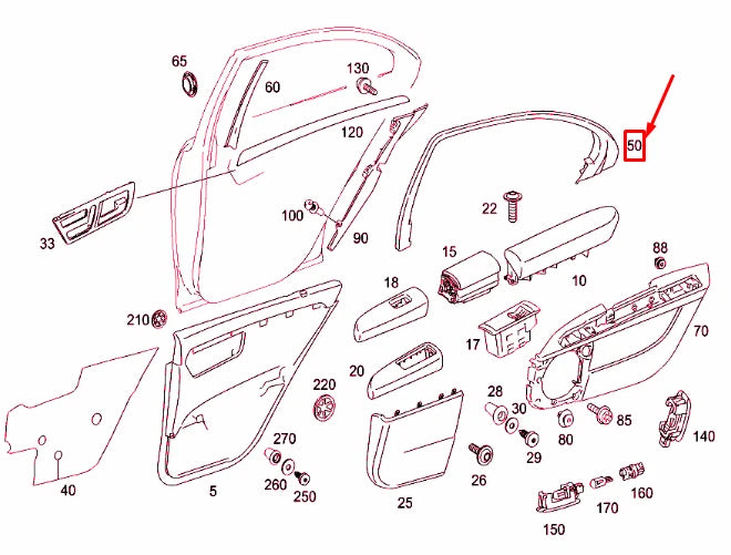NEW MB S W221 REAR LEFT DOOR WINDOW FRAME TRIM A22173509719051 ORIGINAL