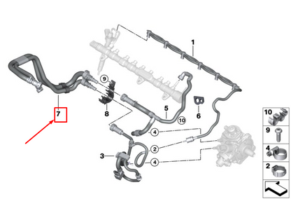 new bmw x5 g05 m50dx engine compartment fuel line 13538589839 original