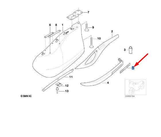 NEW BMW K589 K 1200 RS CASE LID LOWER PART REFLECTOR 63142305718 ORIGINAL