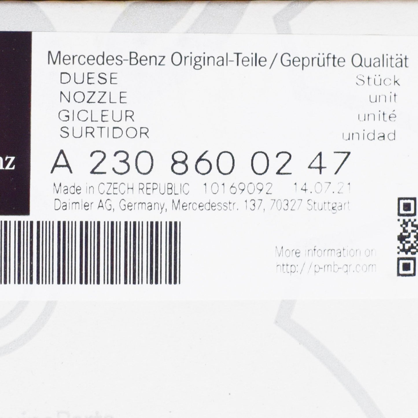 NEW MERCEDES-BENZ SL R230 RIGHT HEADLIGHT WASHER SPRAY NOZZLE A2308600247