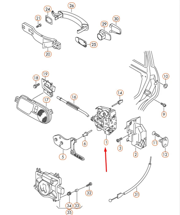 NEW VOLKSWAGEN PHAETON GP2 REAR RIGHT DOOR LOCK 3D4839016K ORIGINAL