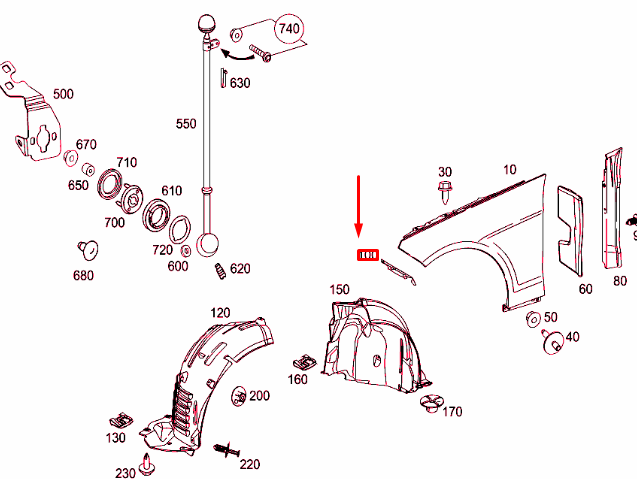 new mb e w212 front left fender intermediate layer a2128891195 original