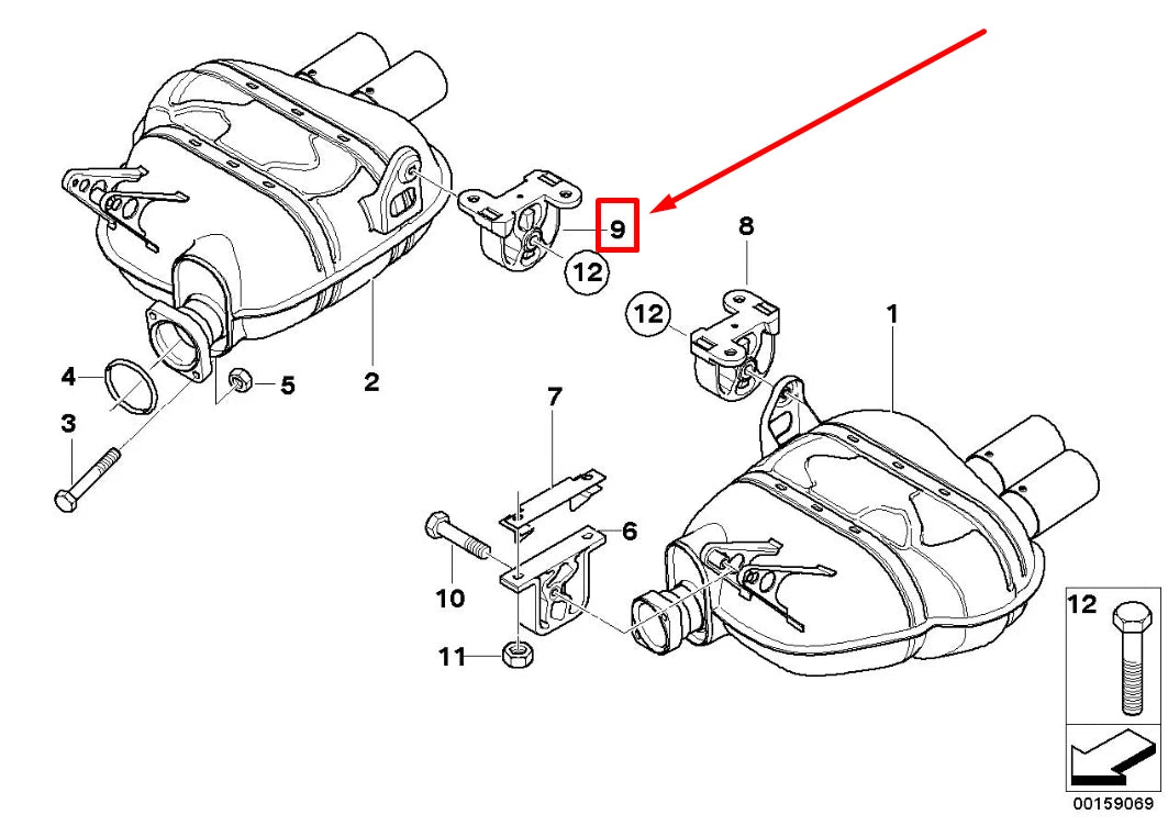 NEW BMW Z4 E85 RIGHT EXHAUST SYSTEM RUBBER MOUNTING 18207836638 7836638 ORIGINAL