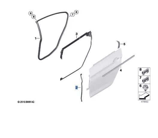NEW BMW 6 GRAN COUPE F06 REAR DOOR JOINT B-PILLAR SEAL 51767275323 ORIGINAL